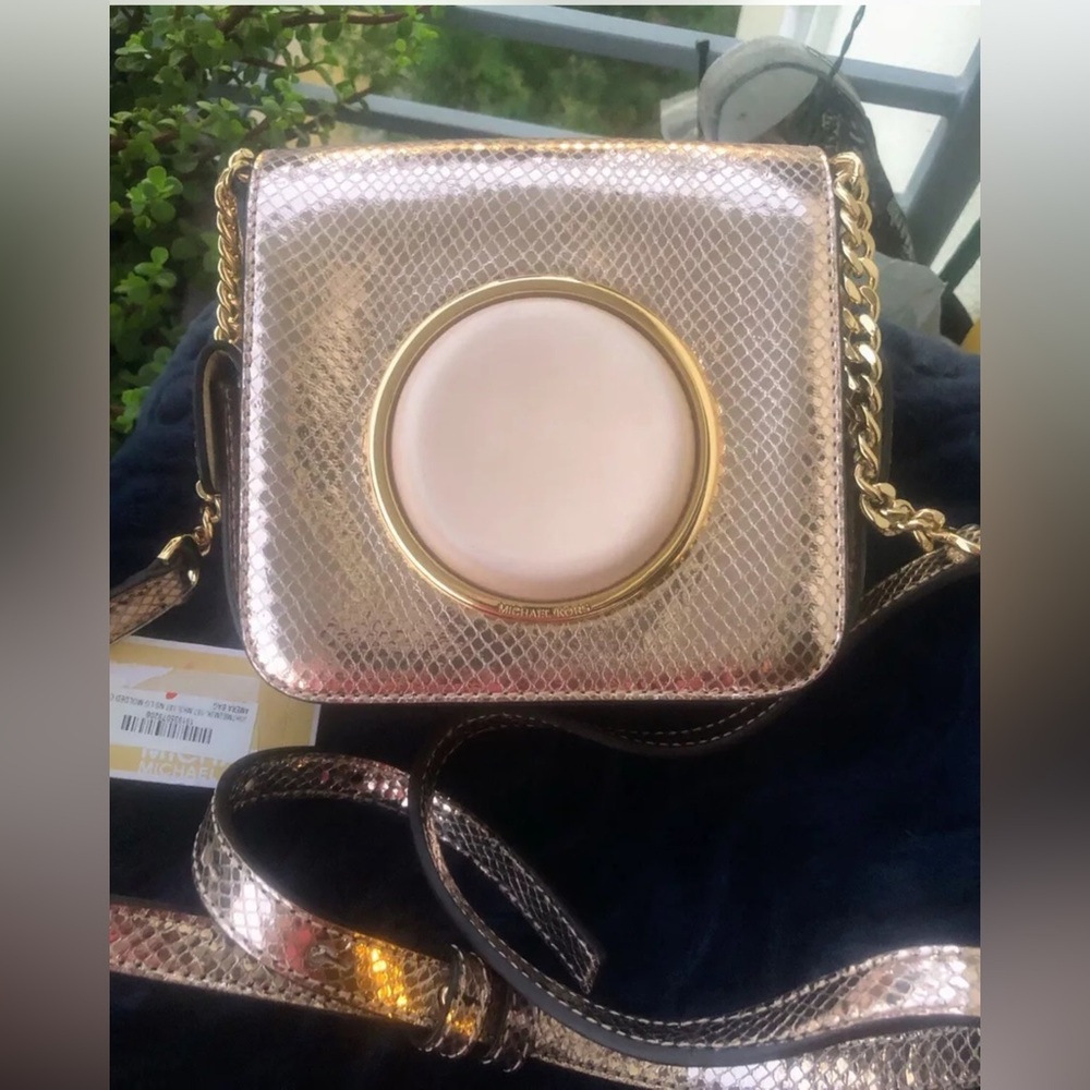 *FINAL* NWT $365 Michael Michael Kors Metallic Snakeskin Crossbody Camera Bag